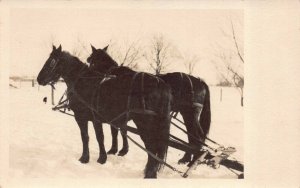 Real Photo Postcard Horses on Snow Covered Farm in Stony Point, Michigan~126579
