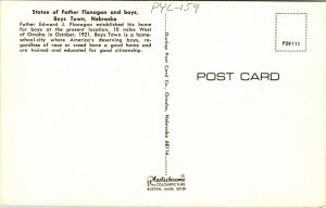 Greetings From Boys Town Nebraska NE Statue Father Flanagan Postcard VTG UNP 