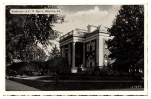 Vintage Residence of C.N. Myers, Hanover, PA Postcard