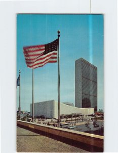 Postcard UN Building with Old Glory Waving Proudly New York City New York USA