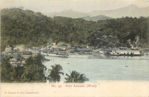 Hand-Colored Postcard 47 Port Antonio (West) Waterfront, Jamaica, Unposted c1905