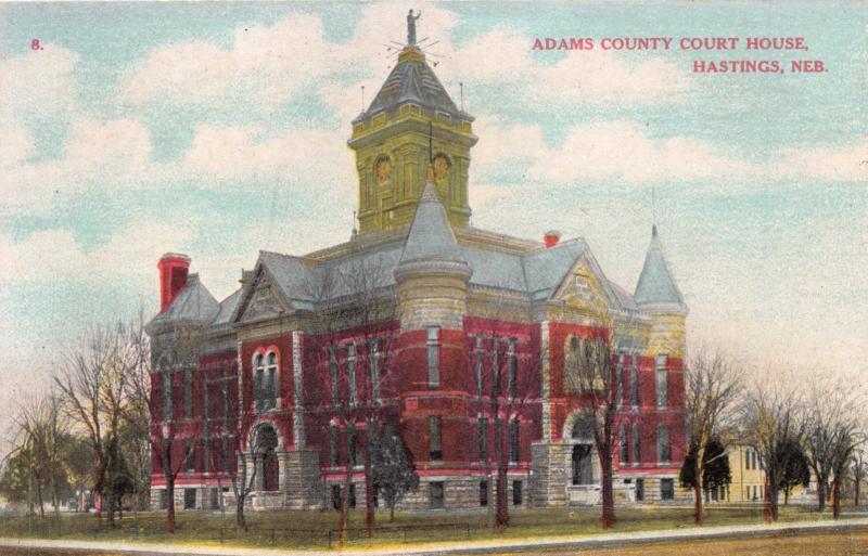 HASTINGS NEBRASKA ADAMS COUNTY COURT HOUSE POSTCARD 1910s