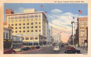 Lincoln Nebraska 1940s Postcard O Street Looking West