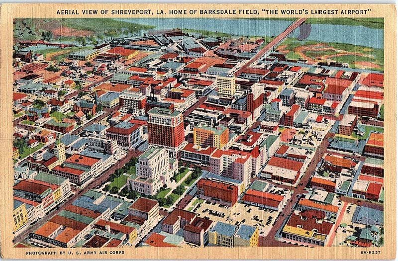 Postcard AERIAL VIEW SCENE Shreveport Louisiana LA AJ4827