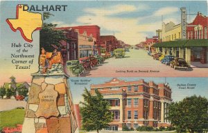 1956 Dalhart Texas Multi View Teich autos bus linen Postcard 26-564