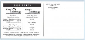 CEDAR, Michigan MI ~ KING'S CHALLENGE Golf Course 1999 ~ 4x9 Postcard