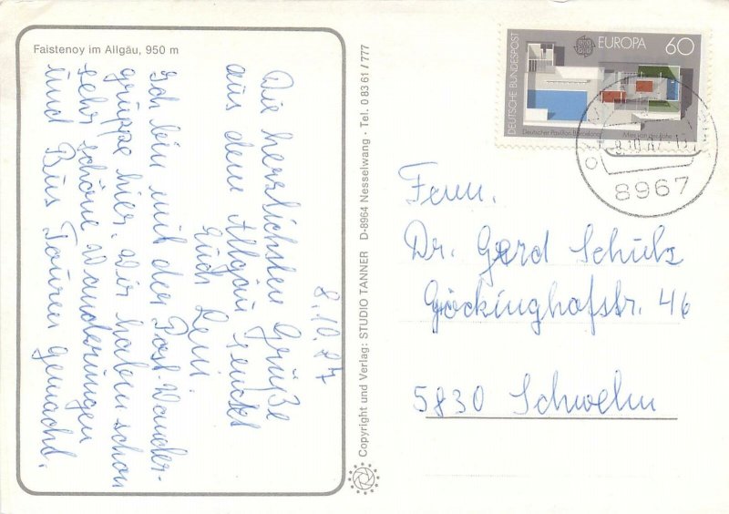 Postcard Germany Faistenoy Allgau picturesque area