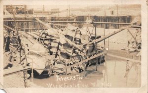 RPPC USS TENNESSEE MILITARY SHIP FORECASTLE EXPLOSION REAL PHOTO POSTCARD (1915)