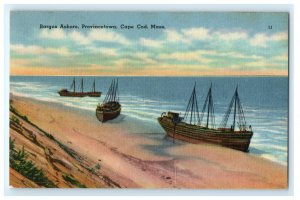 Barges Ashore Beach Provincetown Cape Cod MA Massachusetts Postcard (CZ8)