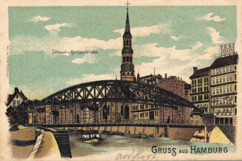 Germany Gruss aus Hamburg Litho Vintage Postcard 03.51