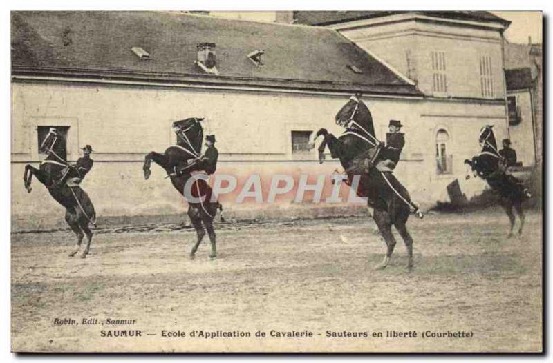 Old Postcard Saumur Horse Equestrian School & # cavalry 39application Jumpers...
