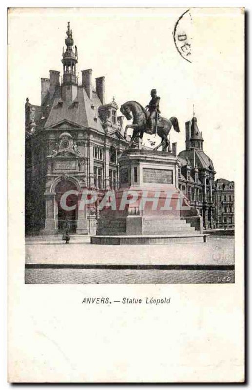 Belgium Antwerp Leopold Old Postcard Statue