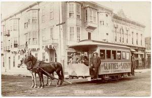 Albany OR Horse Drawn Trolley Sternberg's Clothes RPPC Real Photo Postcard