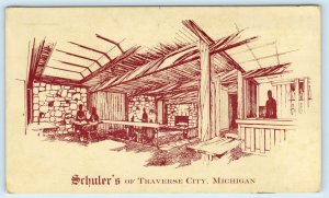 TRAVERSE CITY, MI Michigan ~ Roadside SCHULER'S RESTAURANT c1960s  Postcard