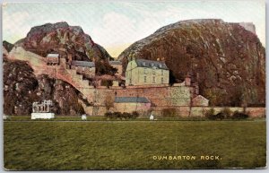 Dumbarton Rock Scotland Volcanic Plug of Basalt Houses Postcard