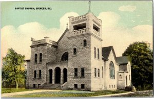 View of Baptist Church, Spencer IN Vintage Postcard W30