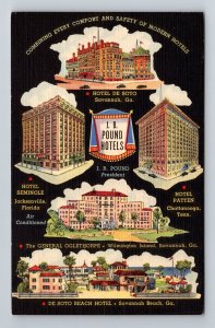 Savannah GA - Georgia, J.B. Pound Hotels, Advertisement, Vintage, Postcard 