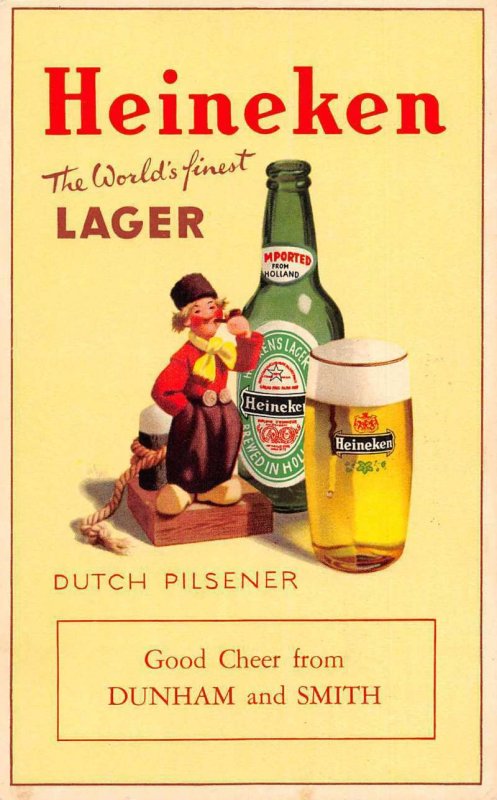 Heineken Beer Dutch Pilsener Beer Advertising Vintage Postcard JJ658735