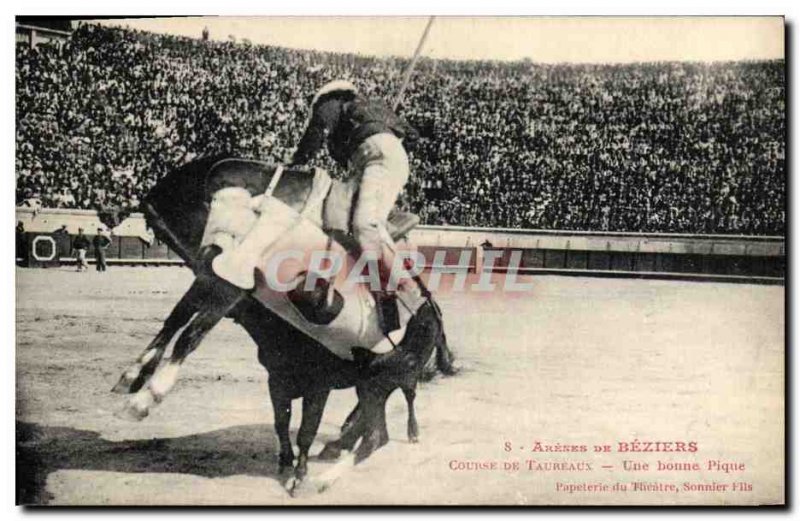 Old Postcard Bullfight Taurus Arenes de Beziers Bullfight A good picnic