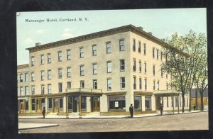 CORTLAND NEW YORK MESSENGER HOTEL DOWNTOWN VINTAGE POSTCARD NY