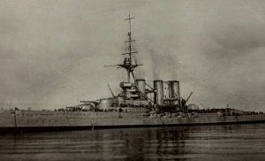 British Royal Navy Fleet HMS Tiger Sinks German Bulcher 1915 WWI RPPC