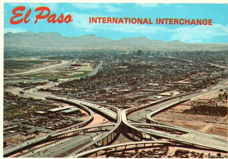 Vintage Postcard El Paso International Interchange Freeway Highway Texas 