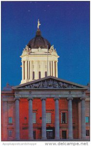 Canada Manitoba Winnipeg Parliament Buildings At Night