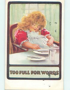 Pre-Linen foreign CUTE CHUBBY BRITISH GIRL EATS TOO MUCH FOOD J5411