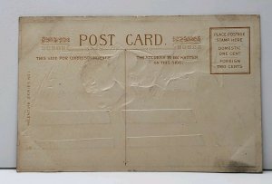 Valentine Someones a Knocking Cherub at Door Embossed Vintage Postcard F20
