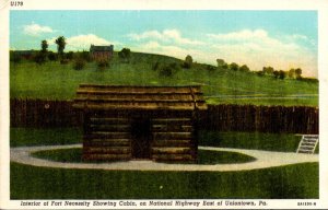 Pennsylvania Uniontown Interior Of Fort Necessity Showing Cabin Curteich