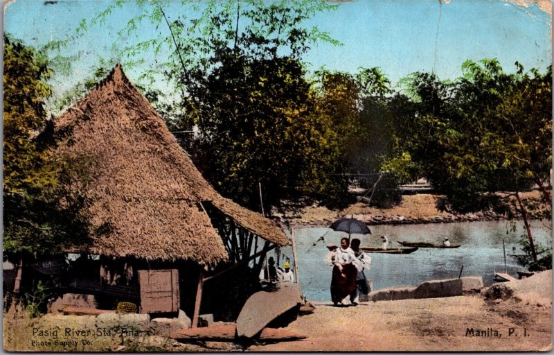 Philippines Pasig River Manila Vintage Postcard 09.66