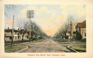 Wheelock Postcard; New Hampton IA Chestnut Ave Street Scene, Chickasaw County