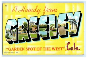 Howdy Greetings From Greeley CO Colorado Postcard (BC1)