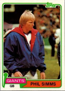 1981 Topps Football Card Phil Simms New York Giants sk10272