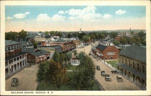 Nashua New Hampshire NH Railroad Train Square Vintage Postcard