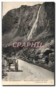Old Postcard The Dauphine road from Bourg d'Oisans to La Grave cascade Piss A...