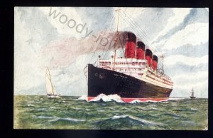 LS2467 - Cunard Liner - Aquitania - built 1914 - postcard by artist John Fry