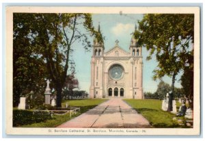 1941 St. Boniface Cathedral St. Boniface Manitoba Canada Vintage Postcard