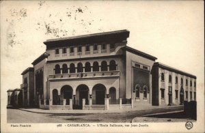 Casablanca L'Ecole Italienne Used Multiple Stamps & Cancels c1920s Postcard