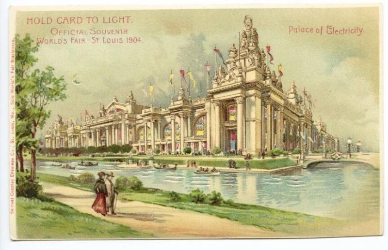 1904 St Louis Exposition Palace of Electricity HTL Hold to Light Postcard