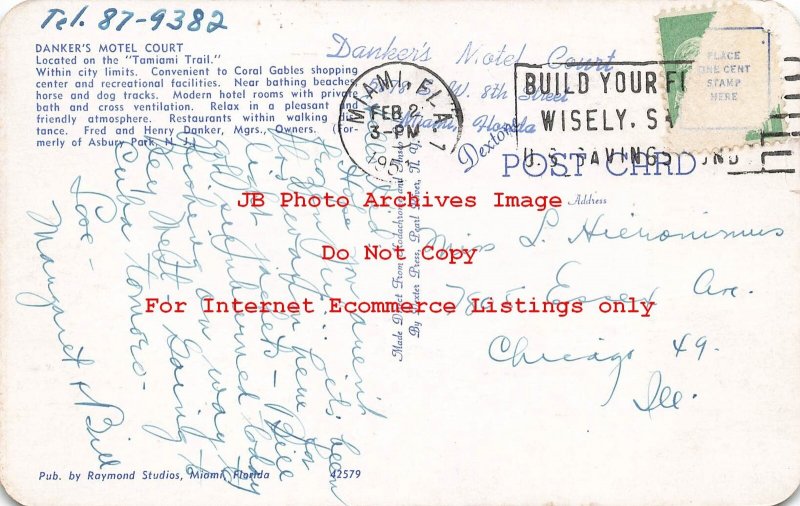 FL, Coral Gables, Florida, Danker's Motel, Entrance View, Dexter Press No 42579