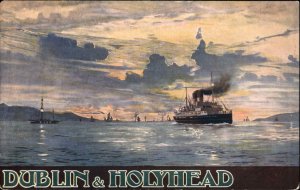 Poster Art - Royal Mail Route Steamship DUBLIN & HOLYHEAD c1910 Postcard