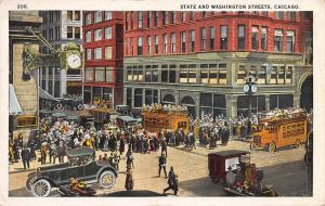 State and Washington Streets, Chicago, Illinois, Early Postcard, Unused