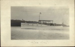 Power Boat Yacht MISS VIM Providence RI Cancel c1910 Real Photo Postcard