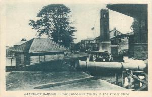 Lot 5 vintage postcards BATHURST Gambia gun battery market ethnic life sailling