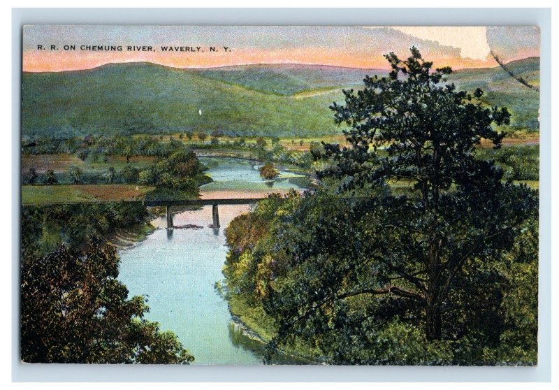 C.1910-20s R. R. On Chemung River Waverly, N.Y. F76E