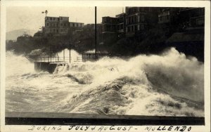 Mollendo Peru Wild High Surf at Shore Real Photo Vintage Postcard