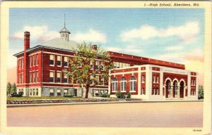 Aberdeen, MD Maryland  HIGH SCHOOL  Harford County  ca1940's Education Postcard