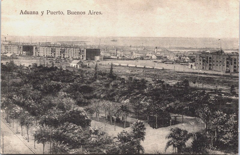 Argentina Buenos Aires Aduana y Puerto Vintage Postcard C139