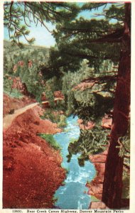 Vintage Postcard Bear Creek Canon Highway Denver Mountain Parks System Colorado